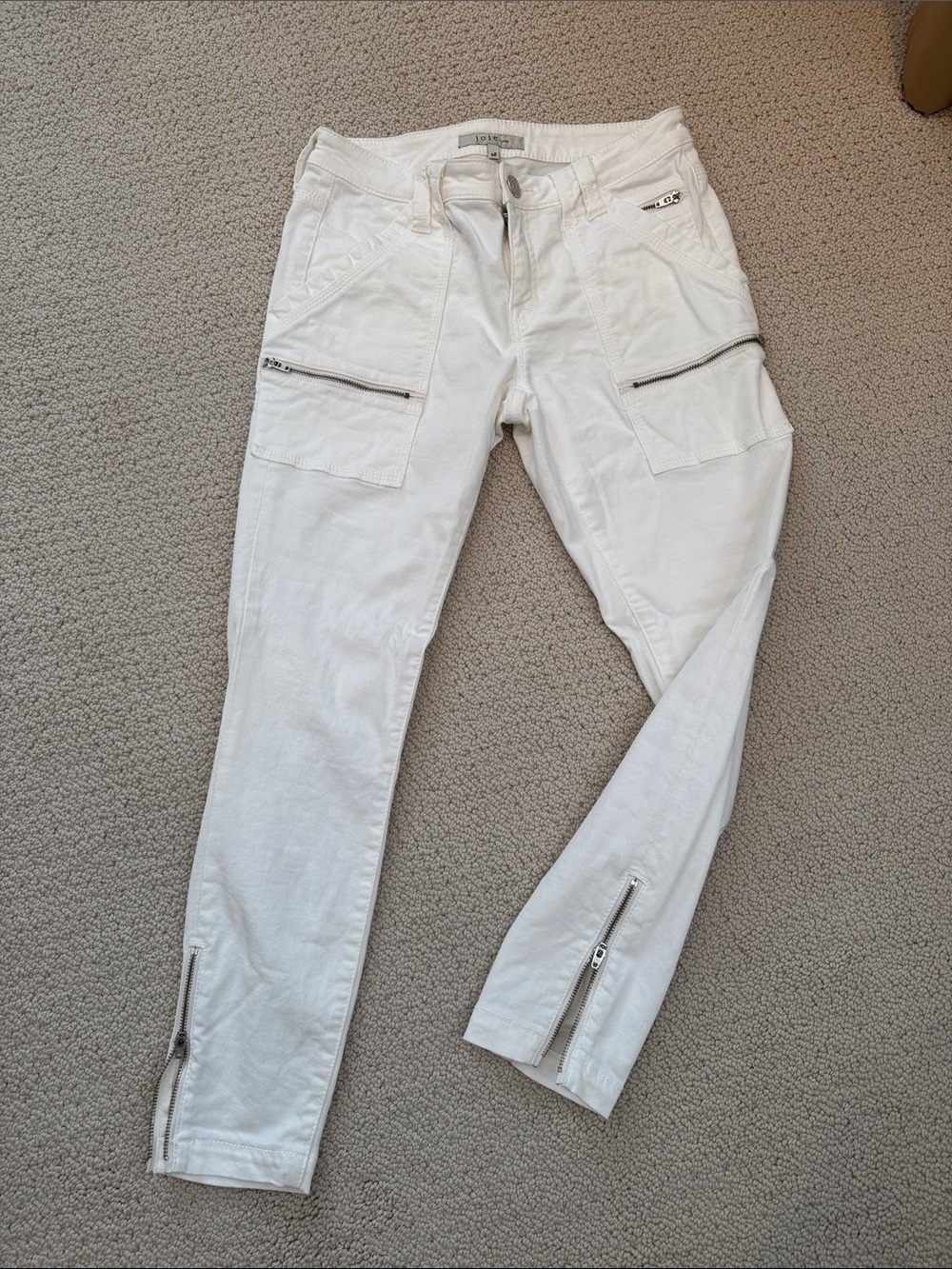 Joie White Cargo Zip-Accent Pants